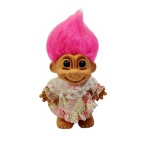 Vintage Russ Berrie Troll Doll with Pink Hair